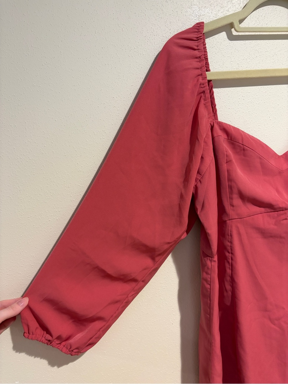 Abercrombie & Fitch Long Sleeve Sweetheart Neck Mini Dress Coral Pink Size Large - Picture 7 of 10